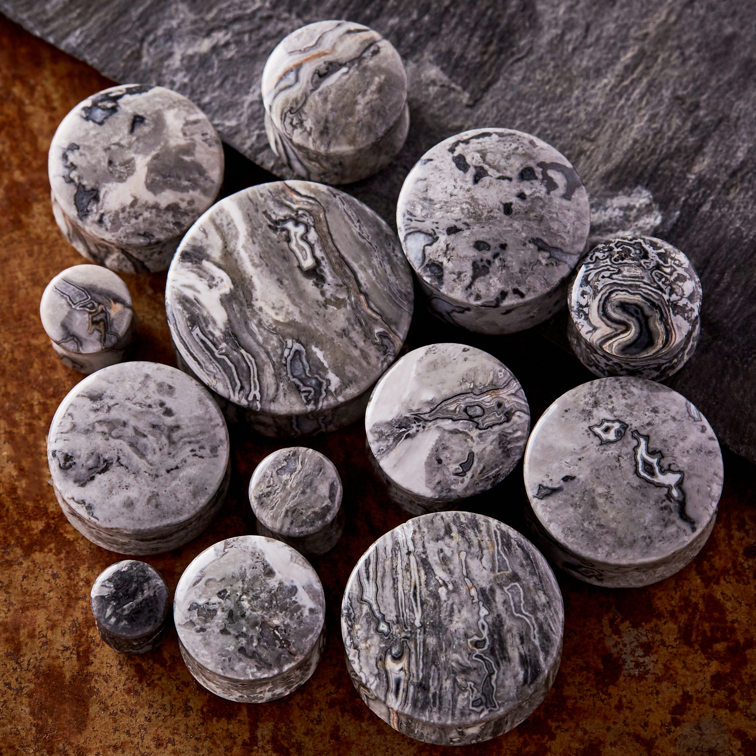 amazing  Picasso Jasper Stone Plug / Gauge