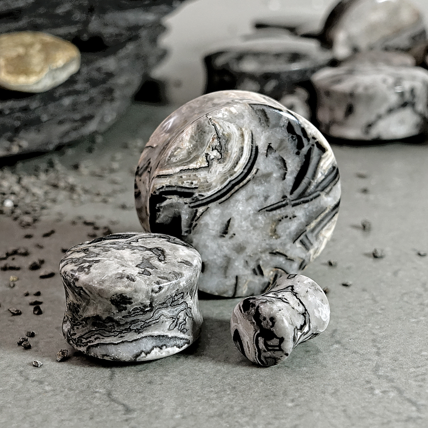 Unique  Picasso Jasper Stone Plug / Gauge