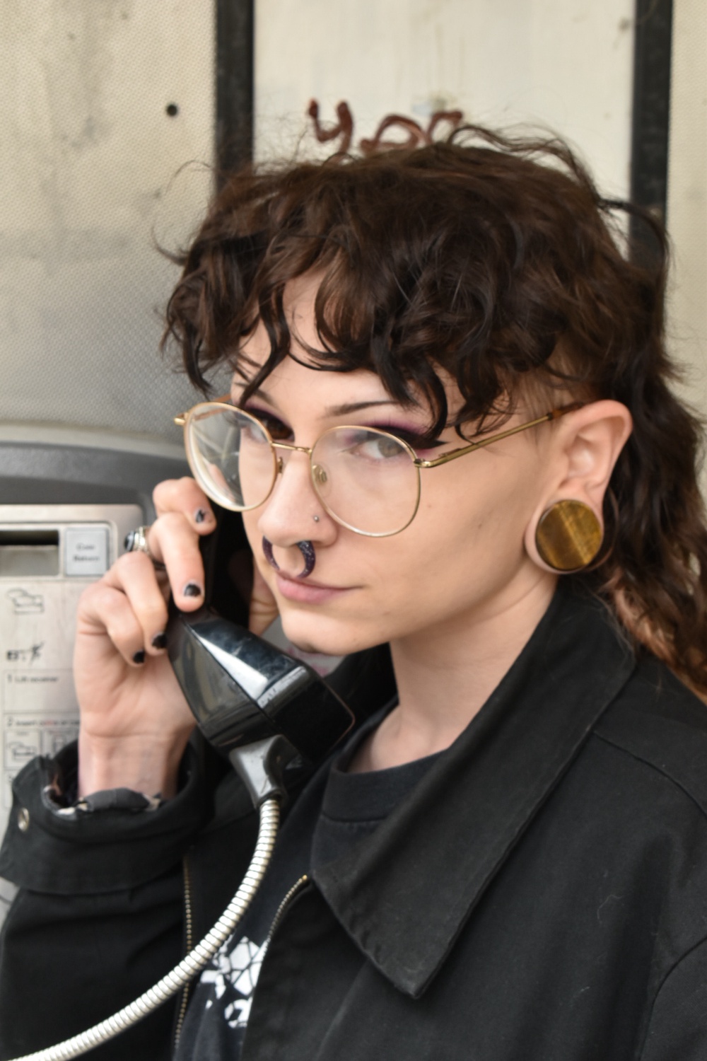 Girl wearing cool  Tiger Eye Stone Plug / Gauge