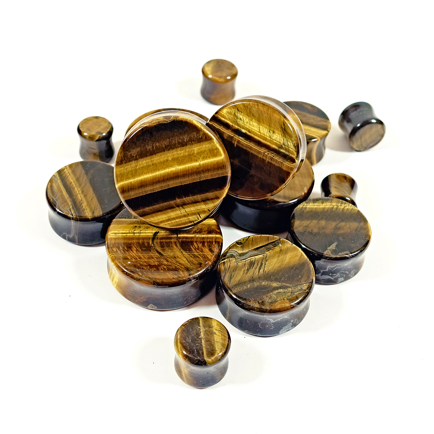 Lobal Domination Pair of Red Tiger Eye Organic Stone Plugs Gauges up to 25mm Available!