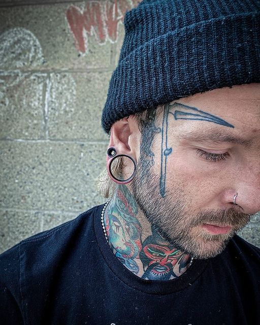 Guy wearing cool Black Double Flare Stainless Steel Tunnel