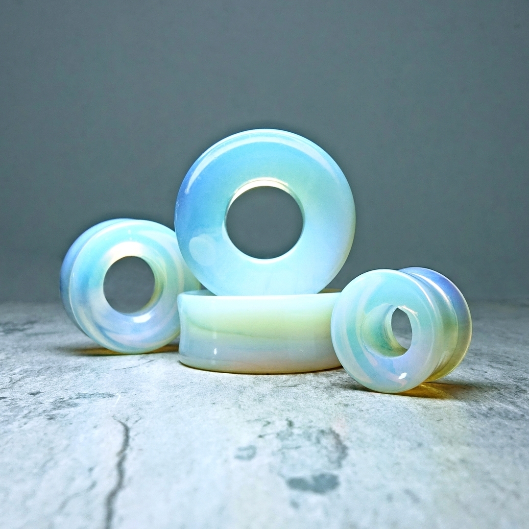 Pretty  Opalite Glass Ear Tunnel