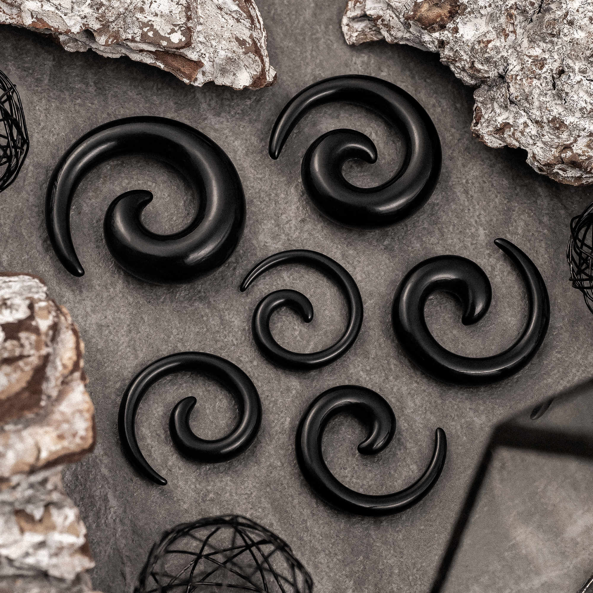 Gothic Spiral Cool Black Ear Gauge Plug