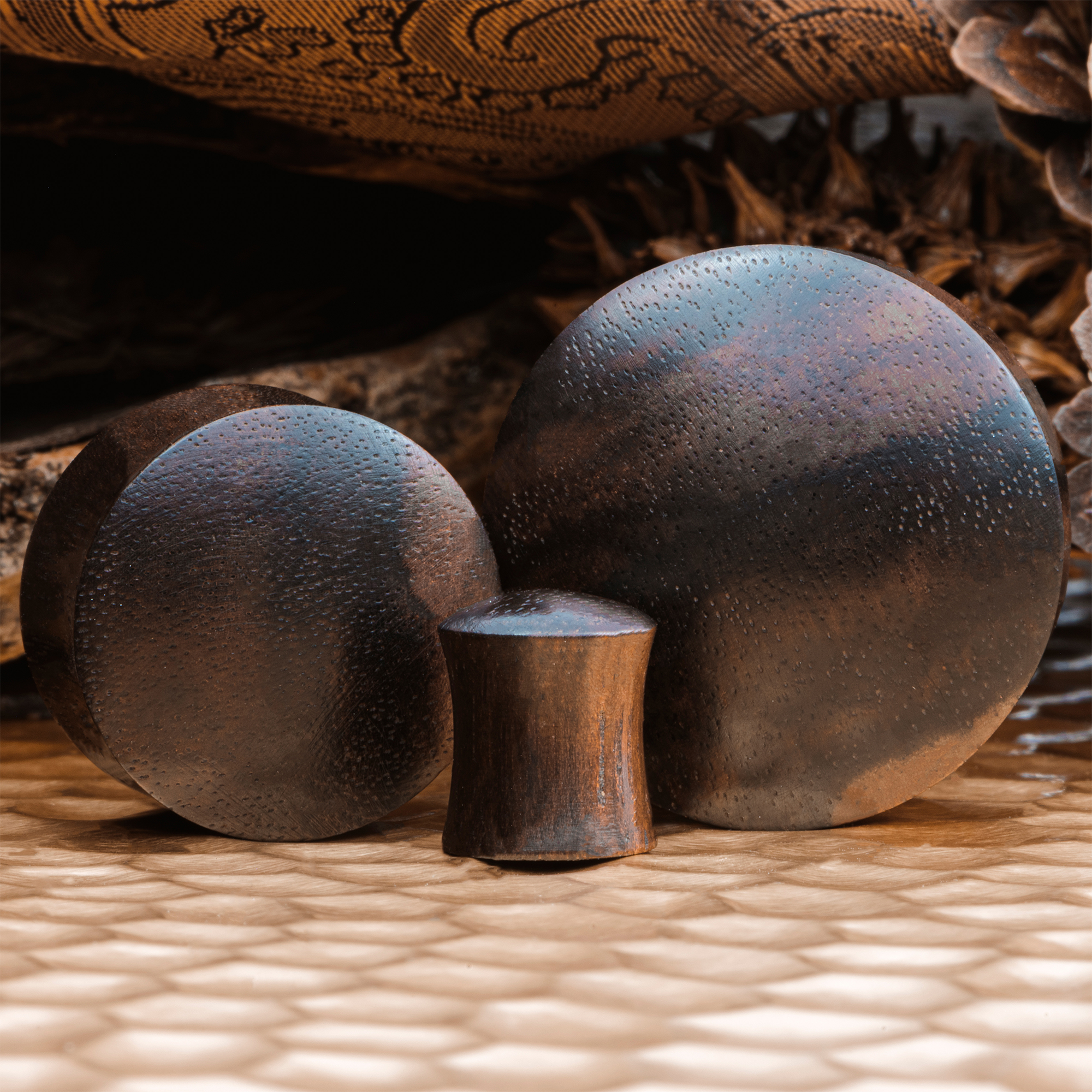 Emo  Black Ebony Convex Wood Ear Plug / Gauge