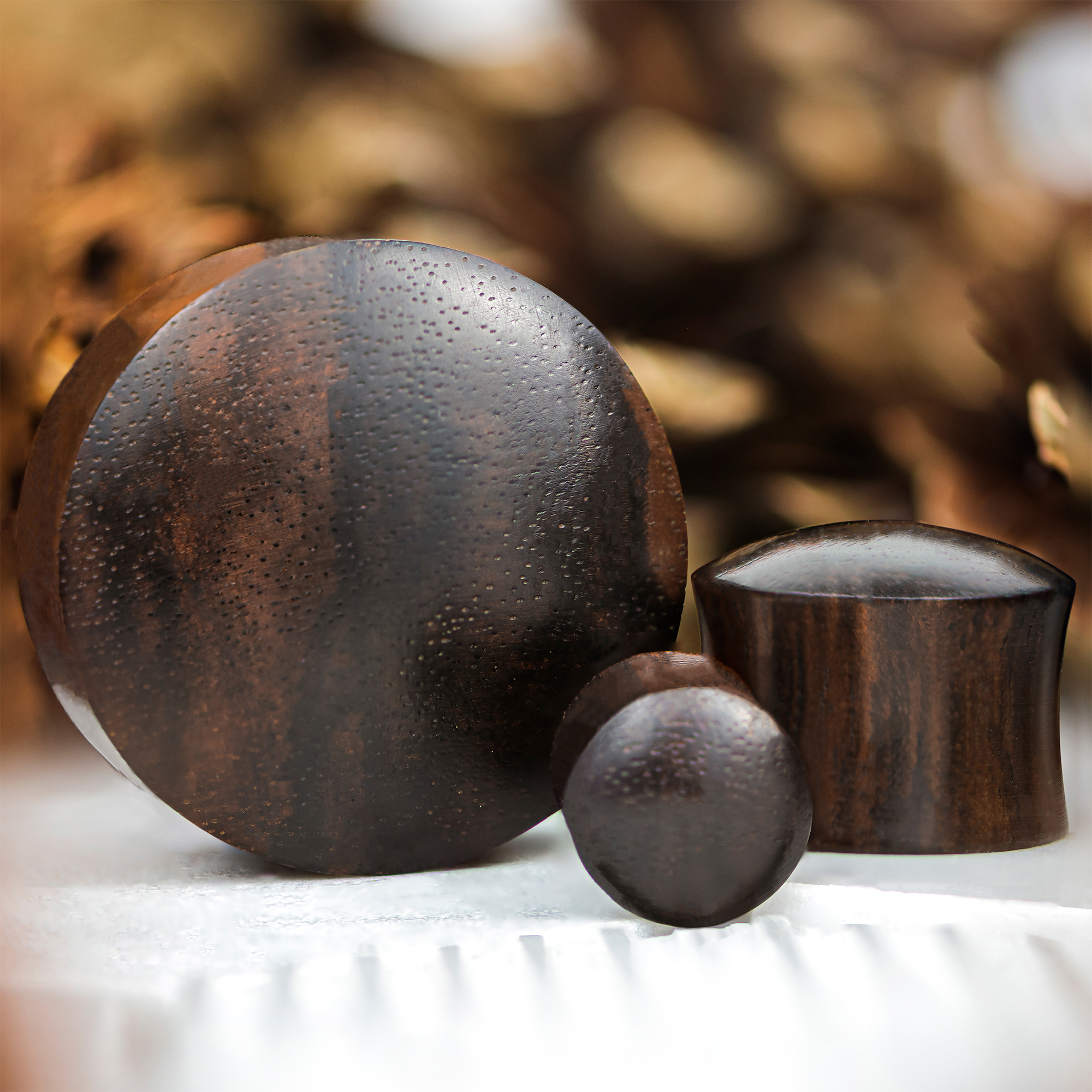 giant  Black Ebony Convex Wood Ear Plug / Gauge