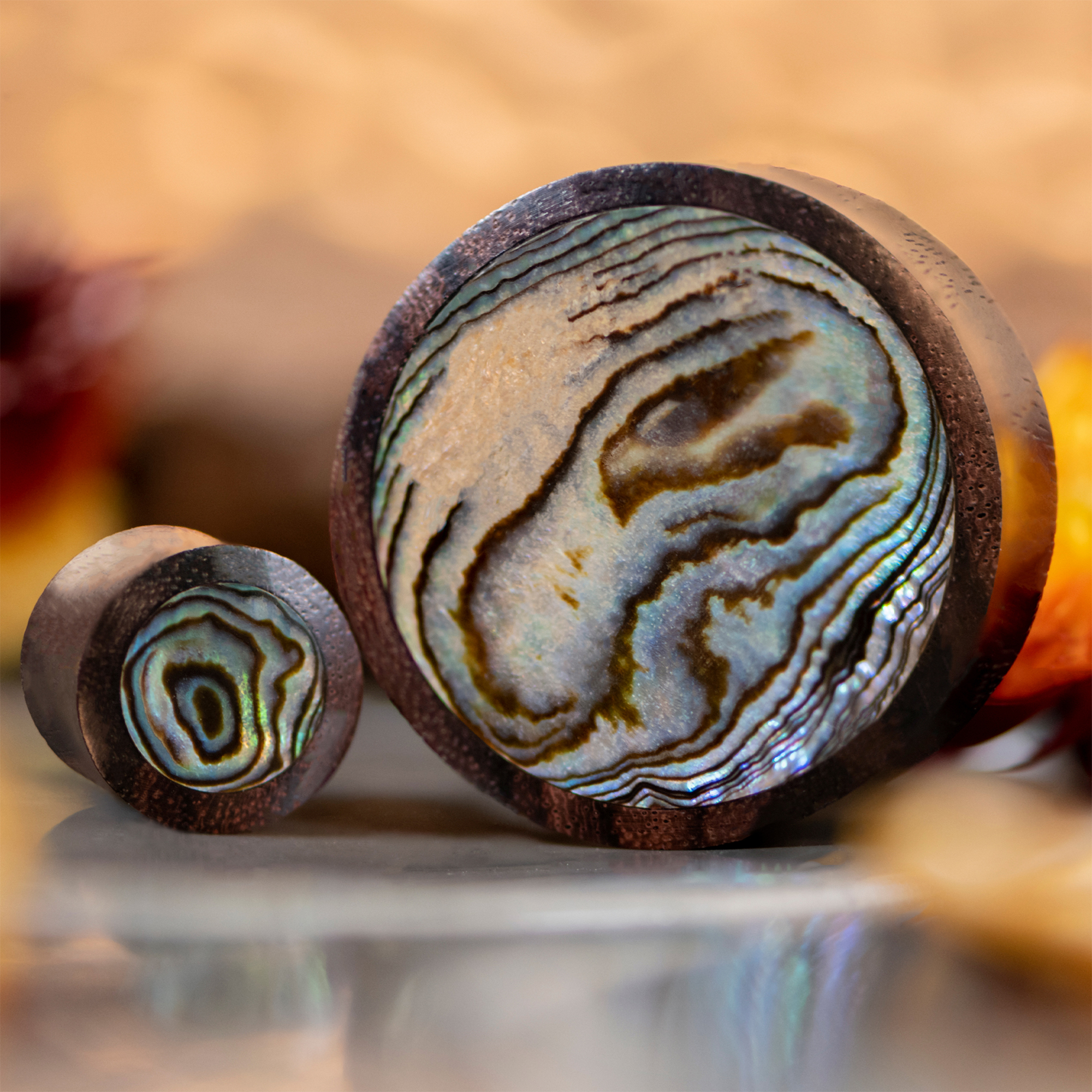  Sono Abalone Holz Ohr Plug / Gauge