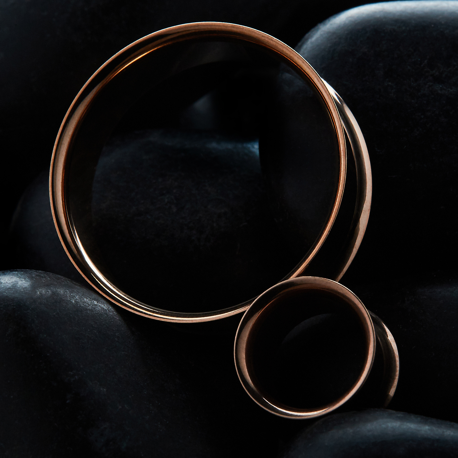shiny   Rose Gold Double Flare Stainless Steel Tunnel