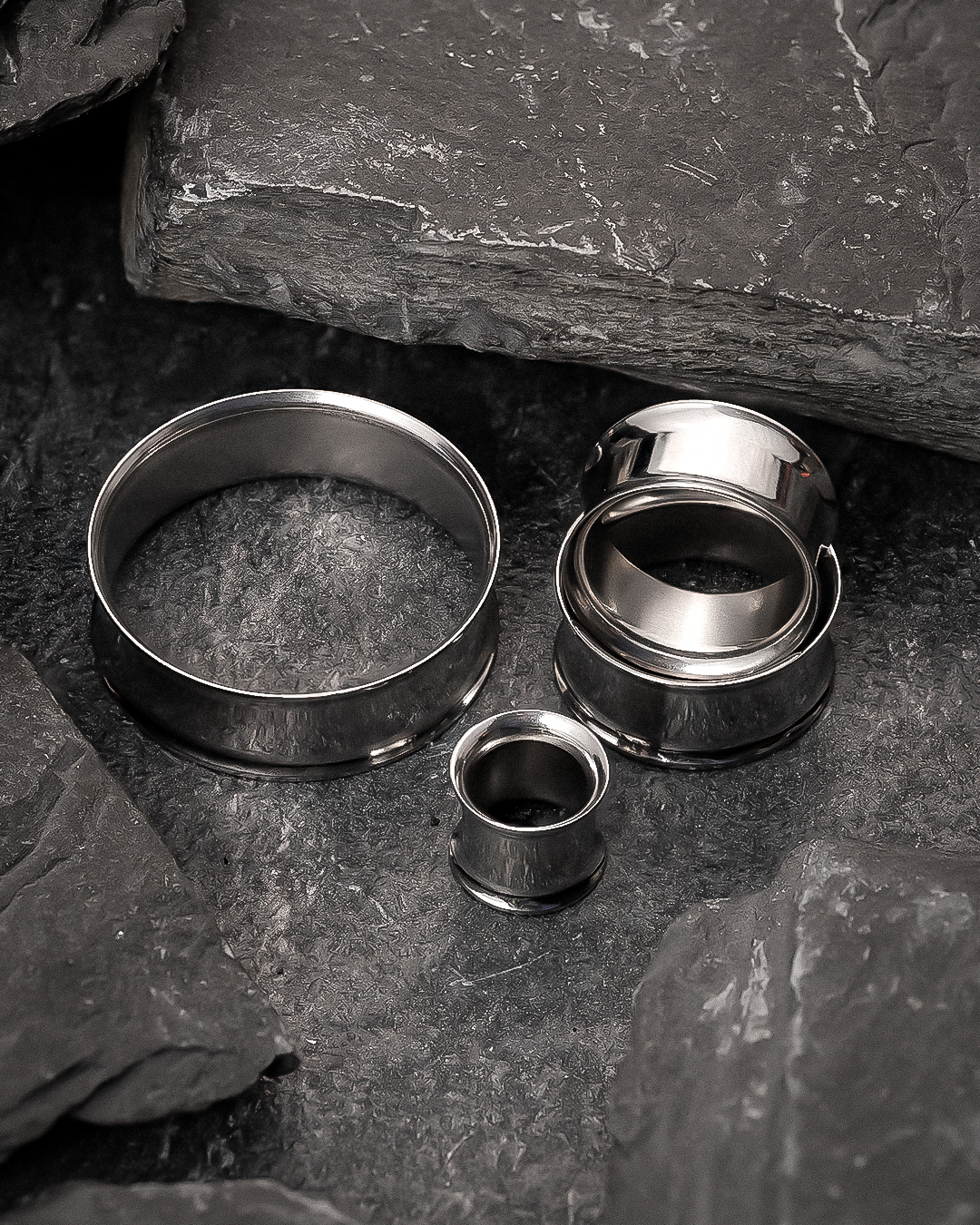  Silber Doppelt Ausgestellter Edelstahl Tunnel / Plug / Gauge