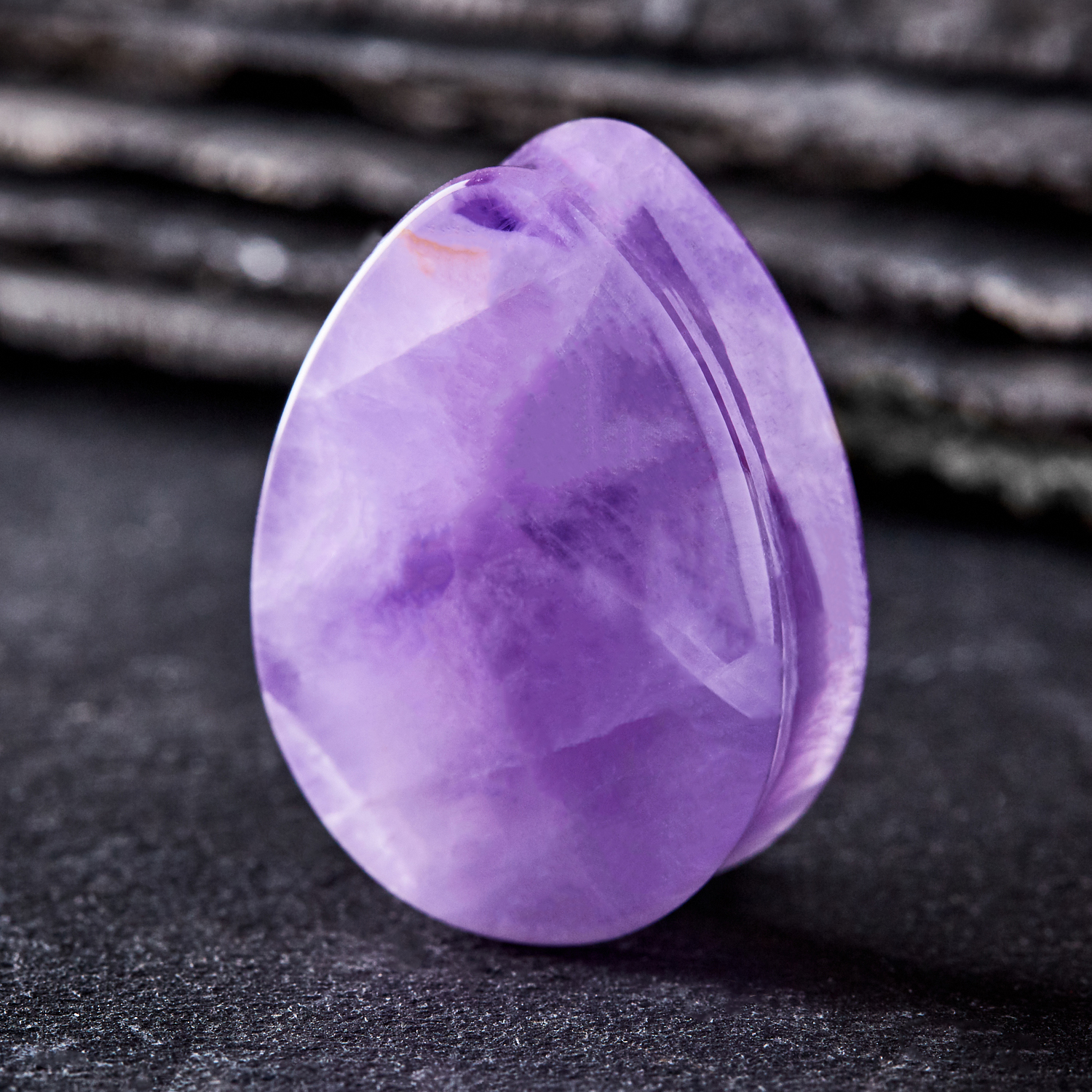 Cool  Teardrop Amethyst Stone Plug / Gauge