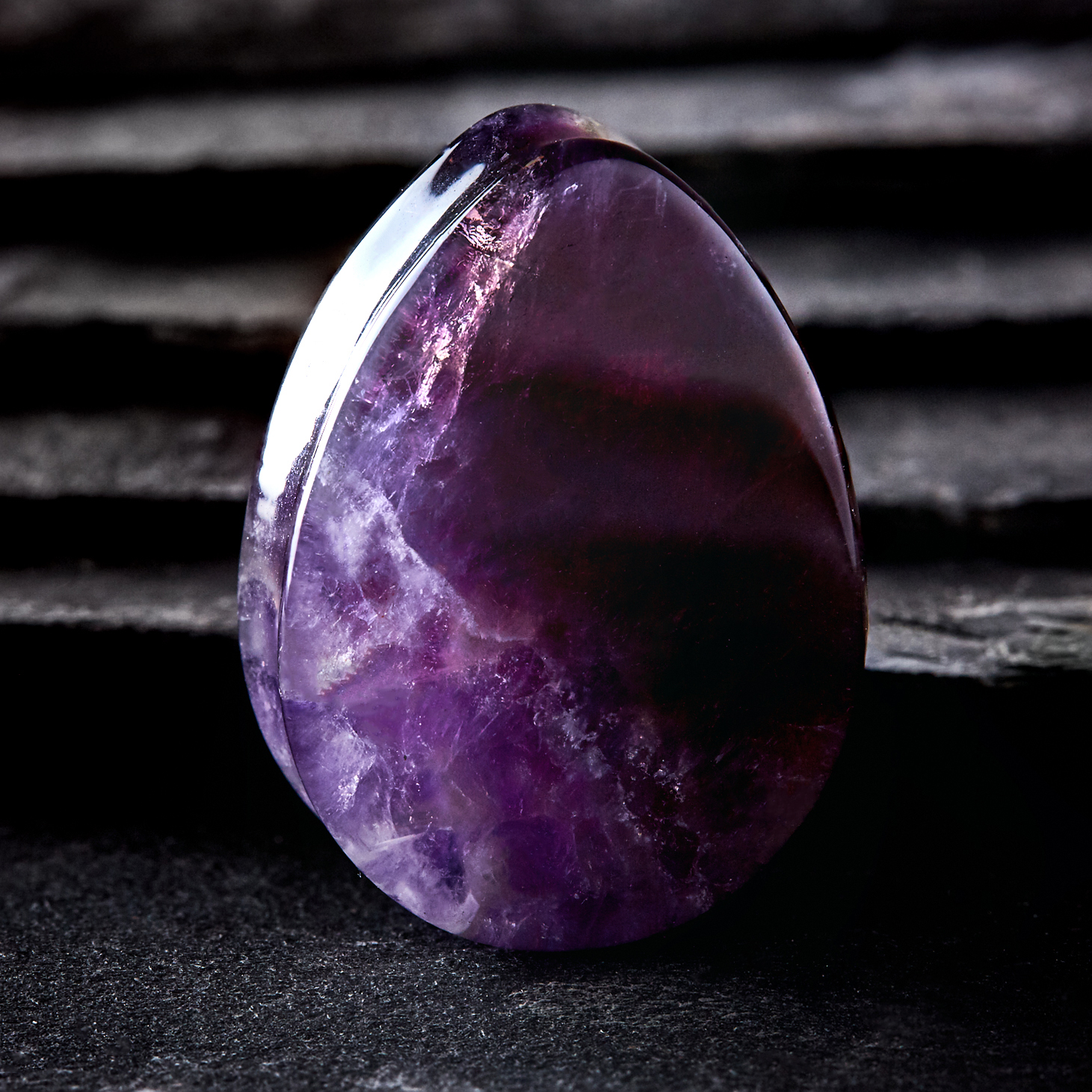 Gothic  Teardrop Amethyst Stone Plug / Gauge