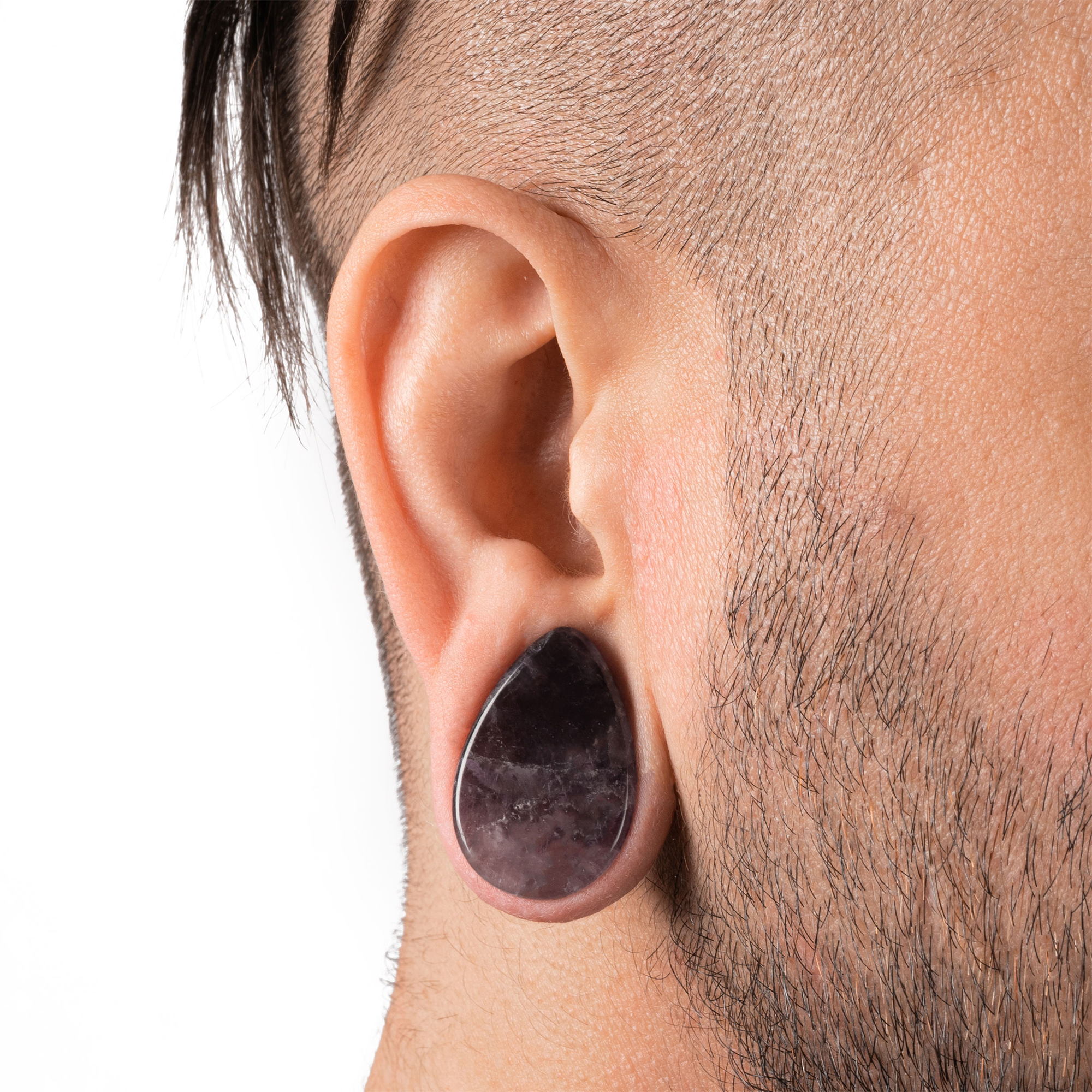Large  Teardrop Amethyst Stone Plug / Gauge