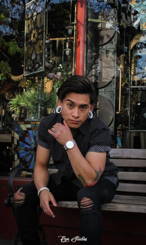 boy wearing unique  White Silicone Ear Tunnel
