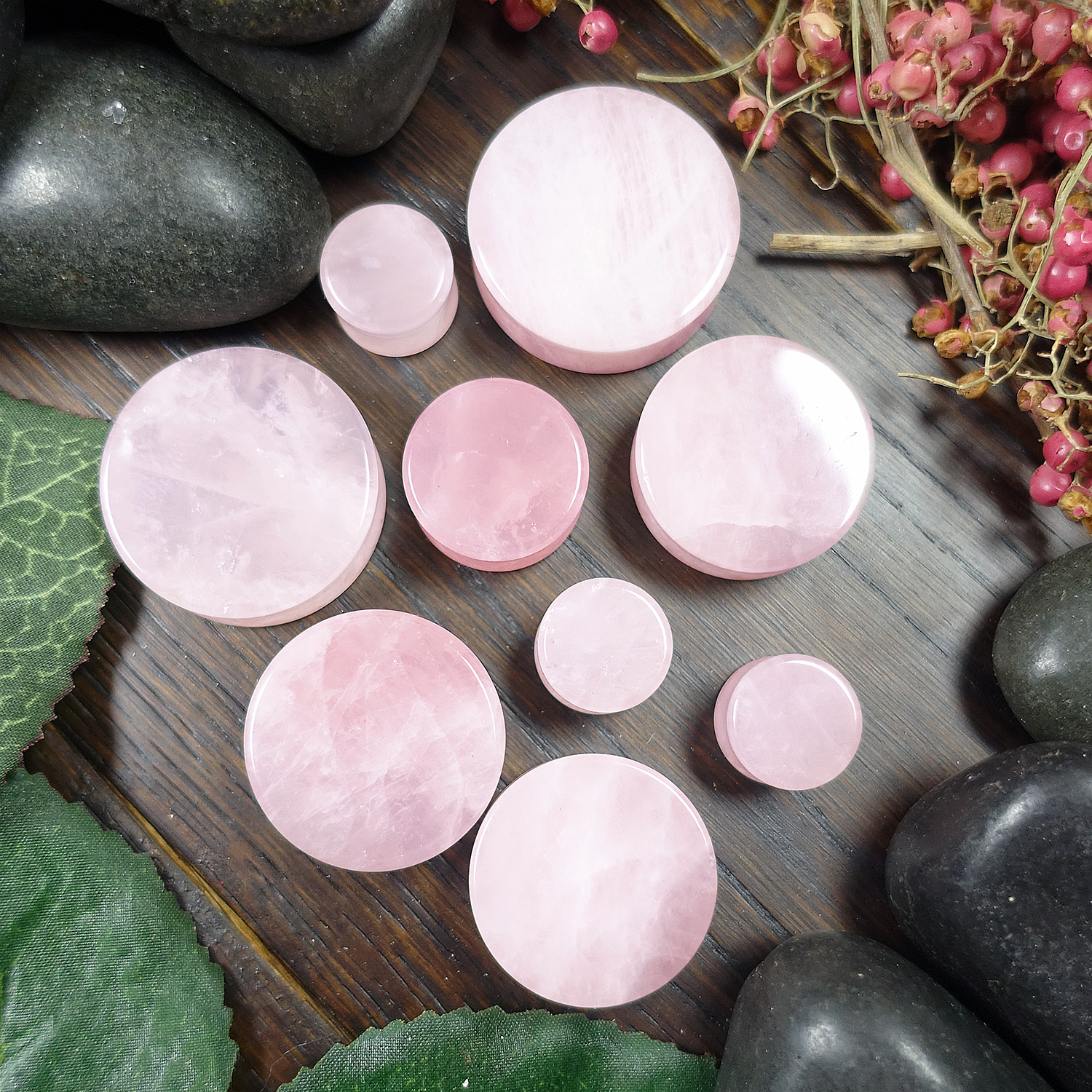 Light  Rose Quartz Stone Plug / Gauge