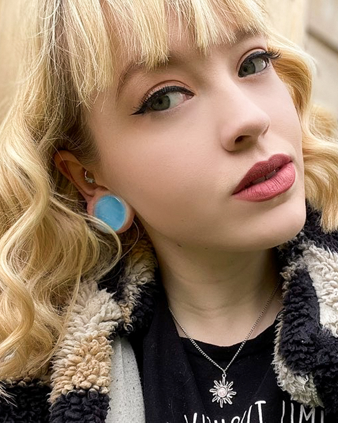 Women wearing small  Opalite Glass Plug / Gauge
