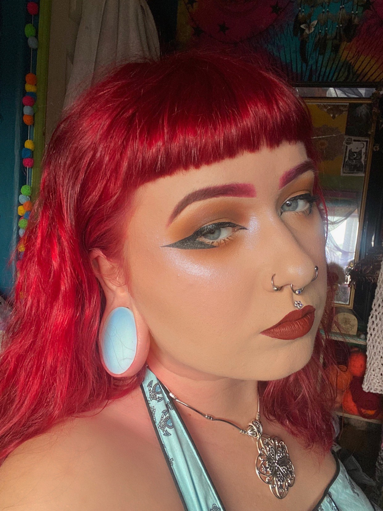 Women wearing pretty  Opalite Glass Plug / Gauge