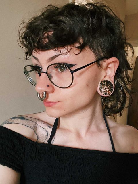 Women wearing big Rhodonite Stone Plug / Gauge