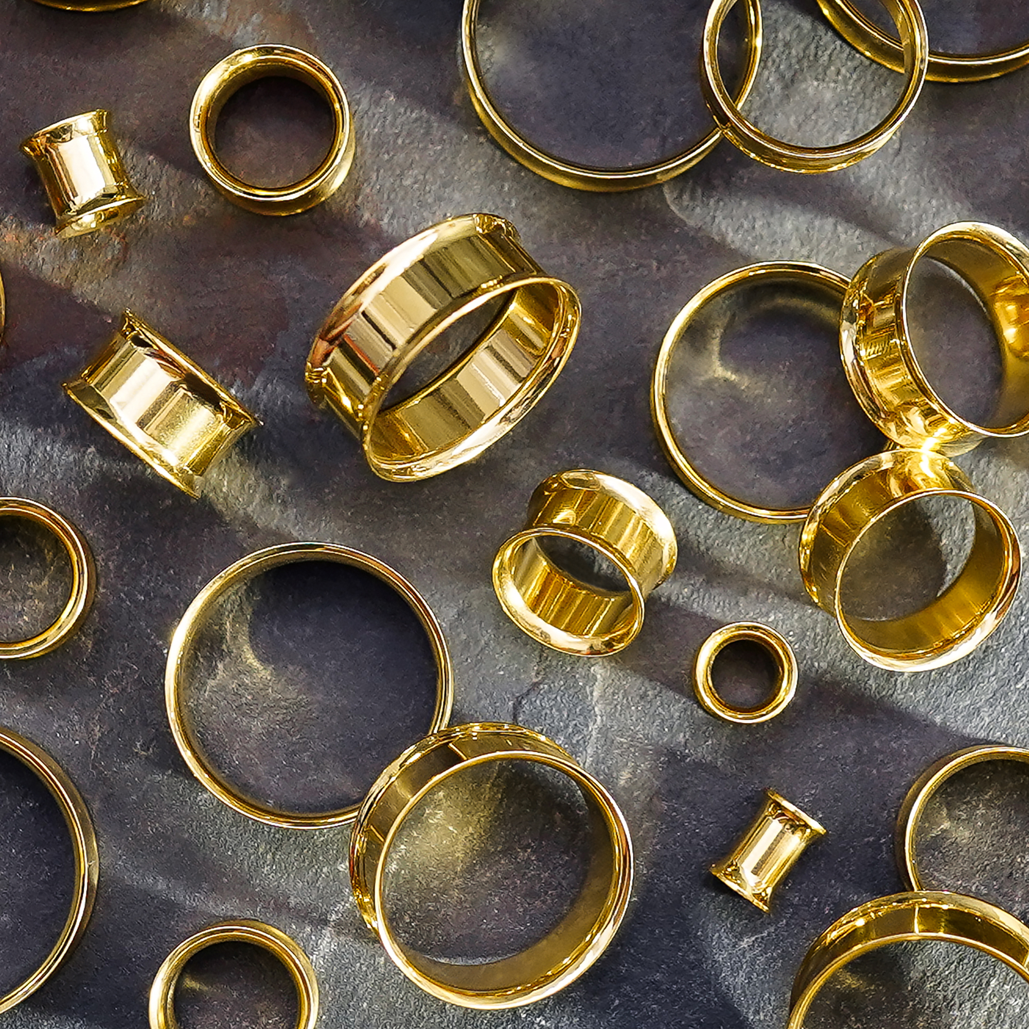 Amazing  Gold Double Flare Stainless Steel Tunnel