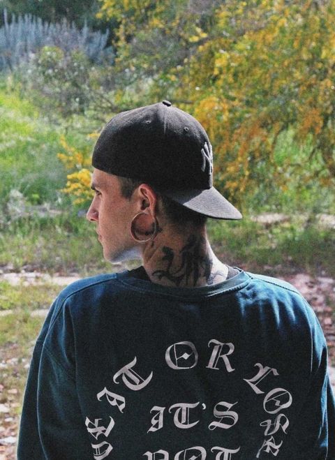 Male wearing unique  Gold Double Flare Stainless Steel Tunnel