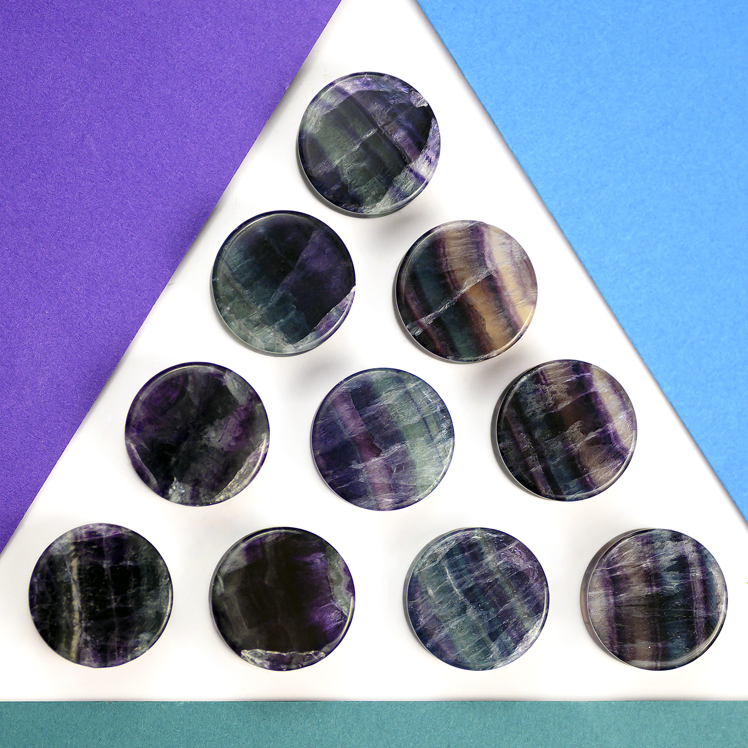 Unique   Rainbow Fluorite Stone Plug / Gauge