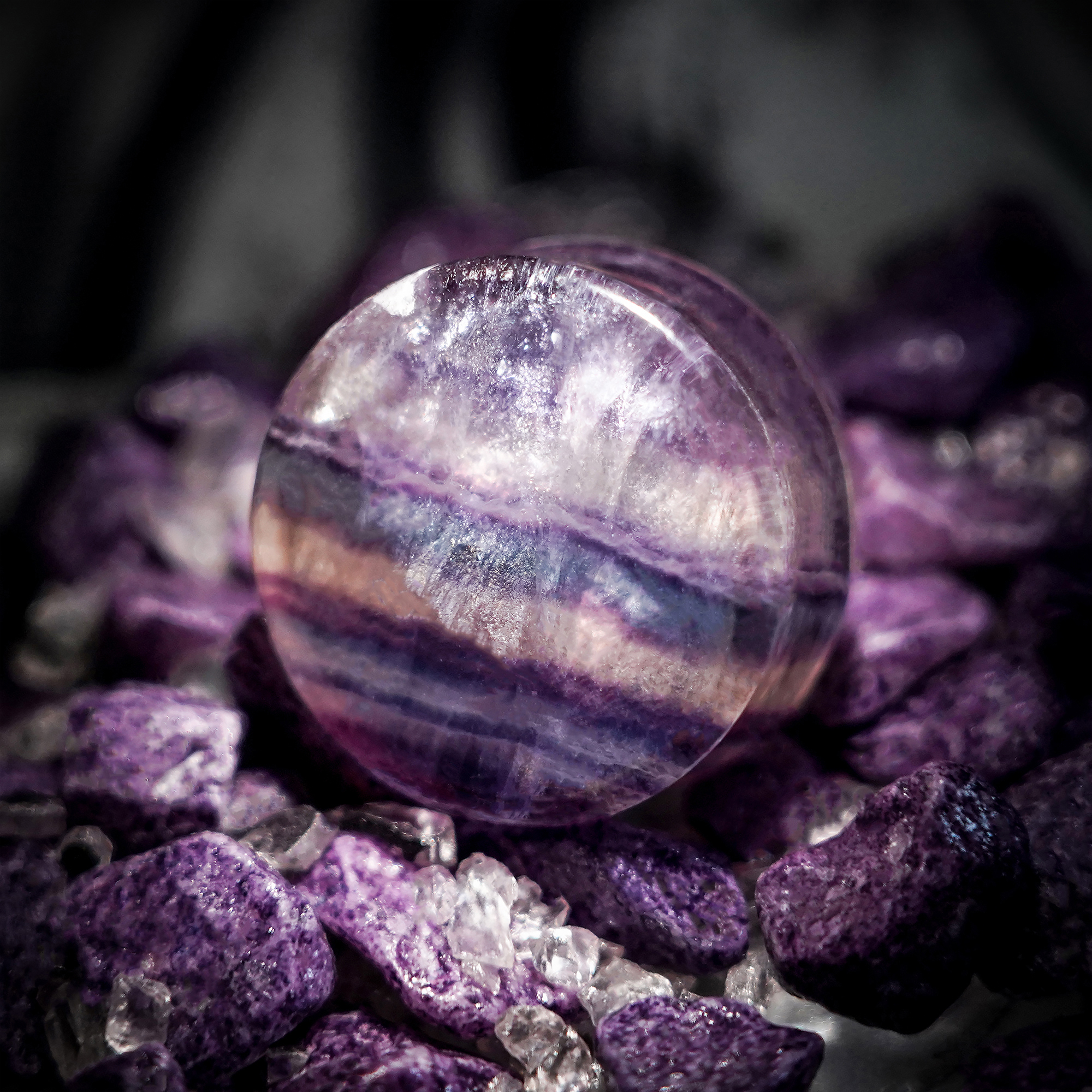 Classy  Rainbow Fluorite Stone Plug / Gauge