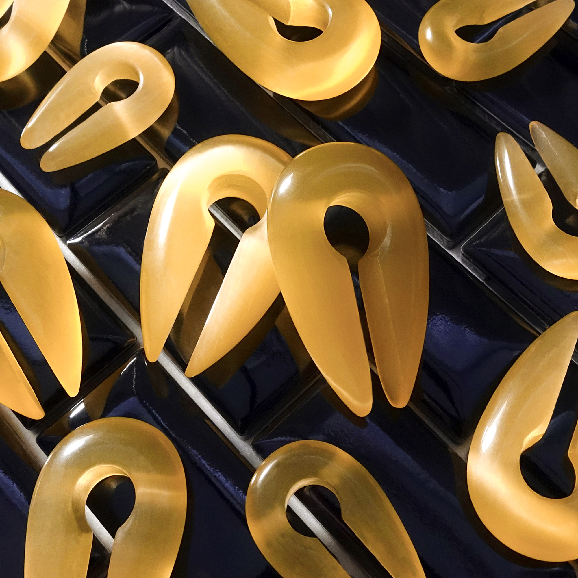 Unique  Yellow Glass - Pincer Keyhole Ear Weights (Pair)