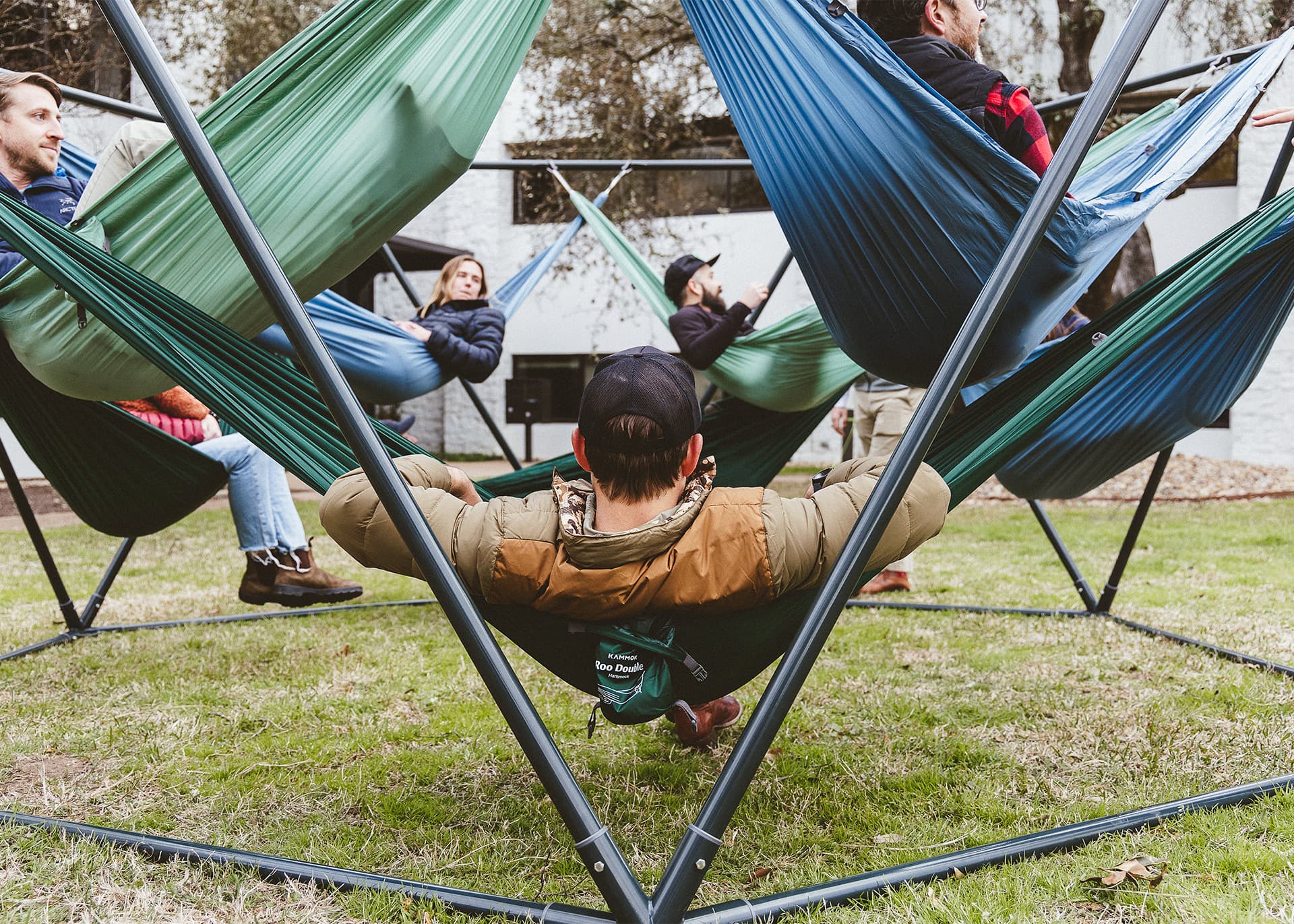 Create a central gathering space for students, co-workers, or hotel guests to gather, relax, and enjoy the outdoors.