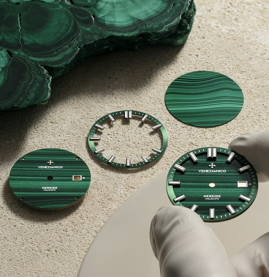 Nereide 42 Stone Dials Malachite Stone