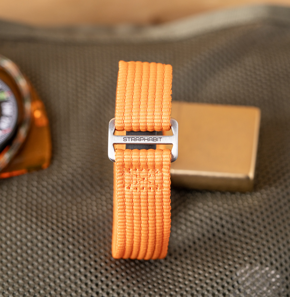 Hook and Loop Single Pass Watch Straps 304 Brushed Stainless Steel Hardware