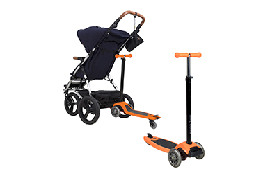 attaches to your buggy with a patented connector for your toddler<br>to ride close