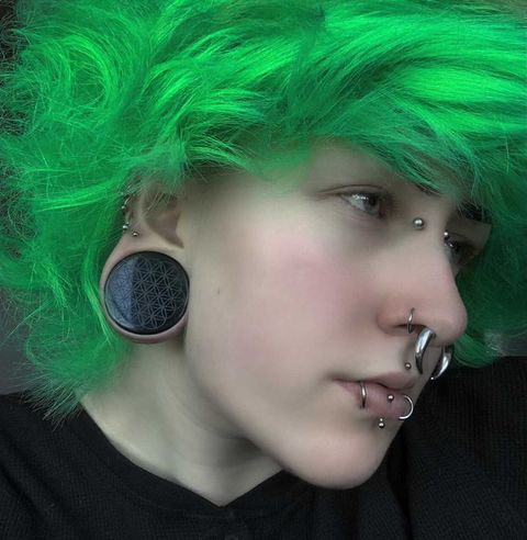  Blume of Life Plug / gauge - Schwarzes Glas | Doppelaufgeweitet mit flachem Gesicht