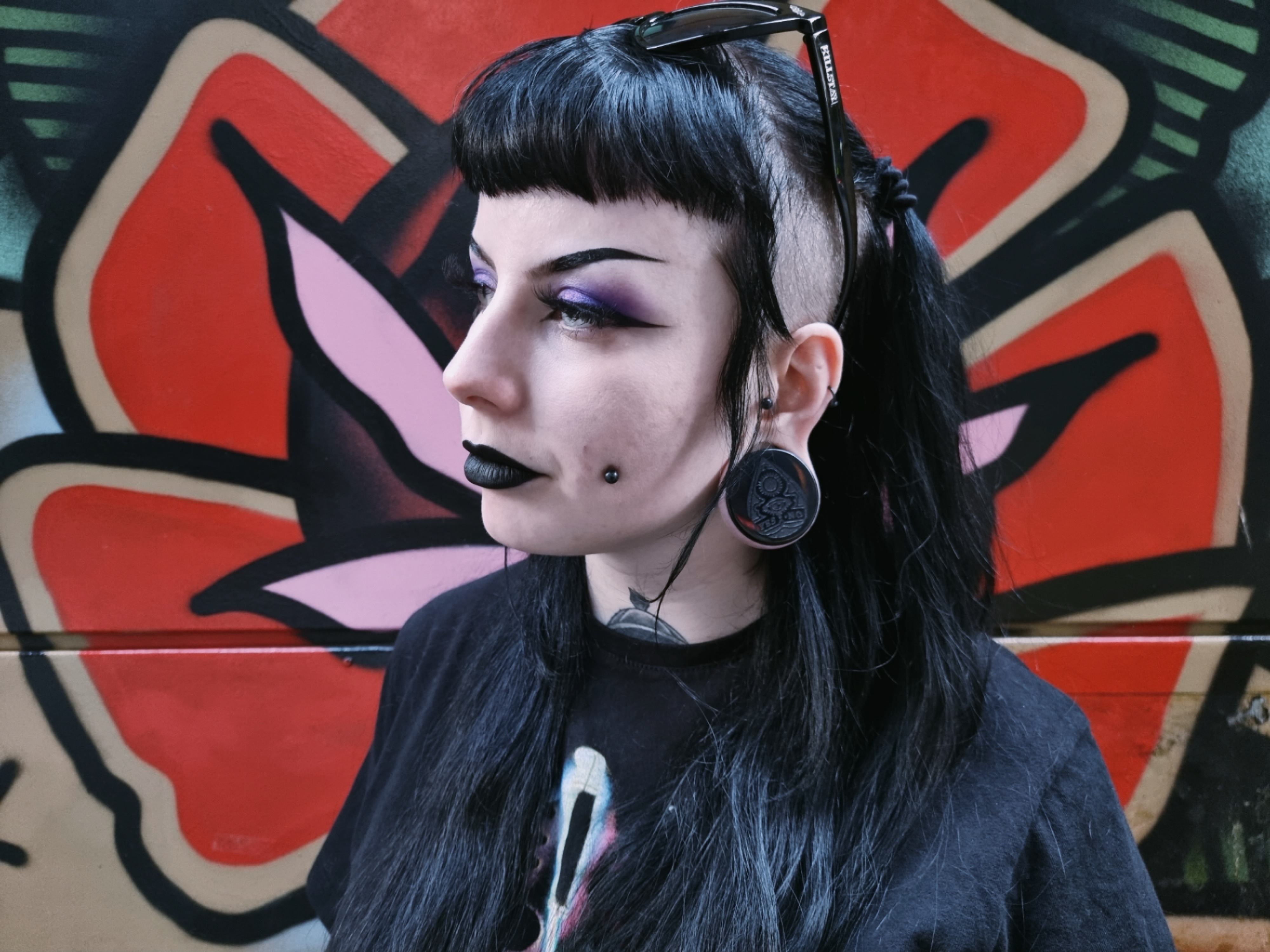 Ouija Planchette Plug / Gauge - Black Glass | Flat Faced Double Flare