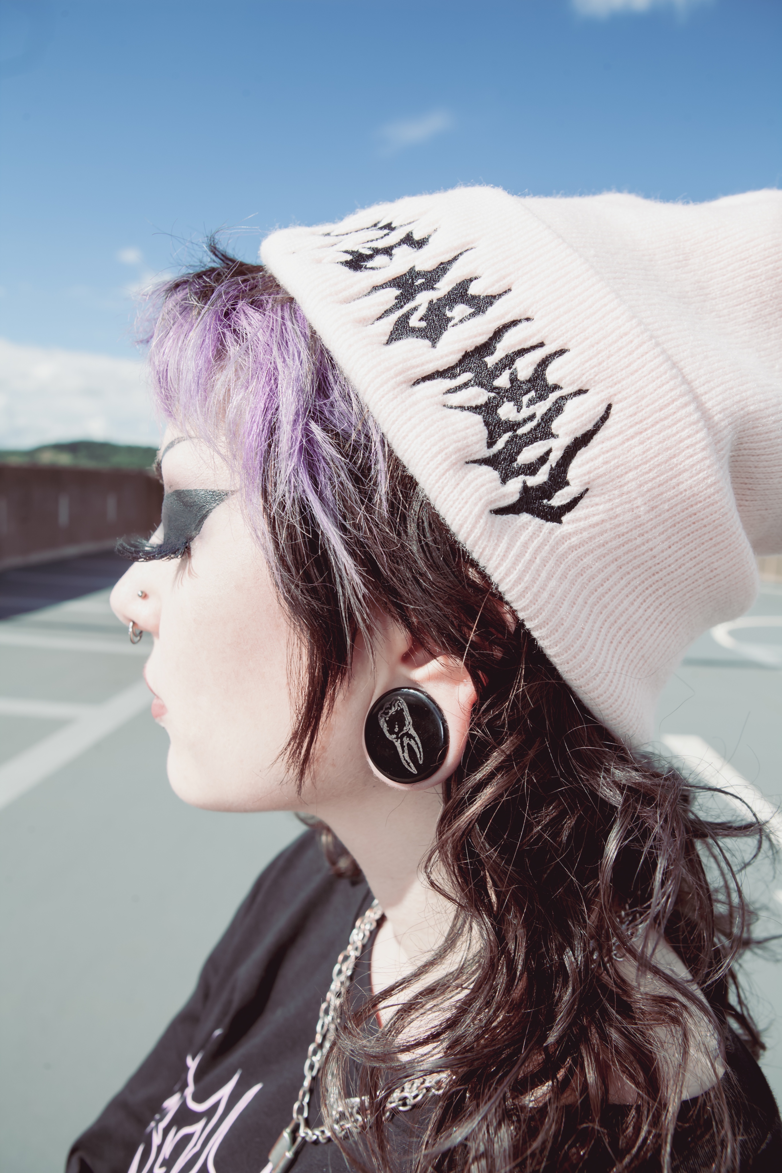  Tooth Plug / Gauge - Black Glass | Flat Faced Double Flare
