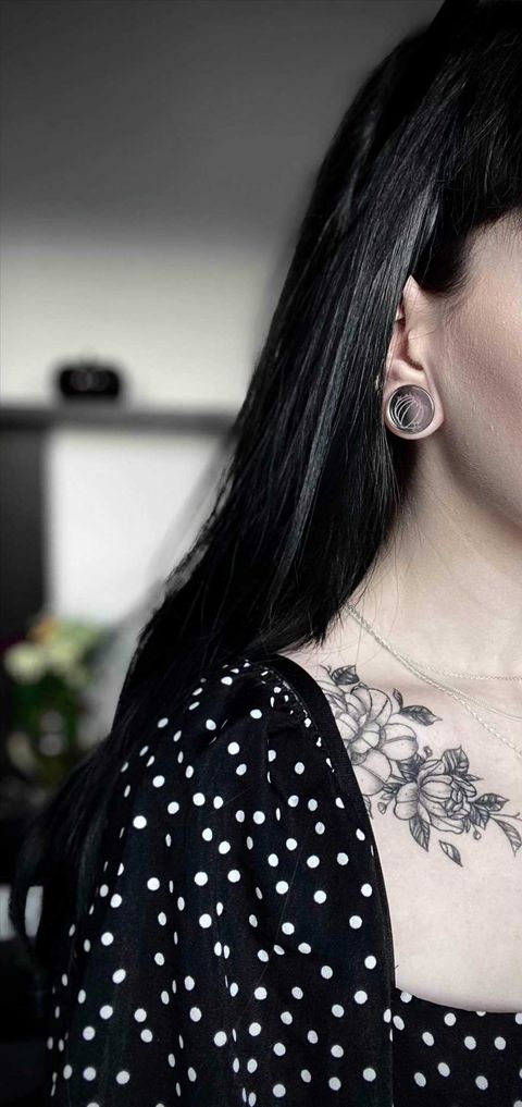 Starburst Mandala Zierstattoo Plug / gauge - klares Glas | Doppelaufgeweitet mit flachem Gesicht