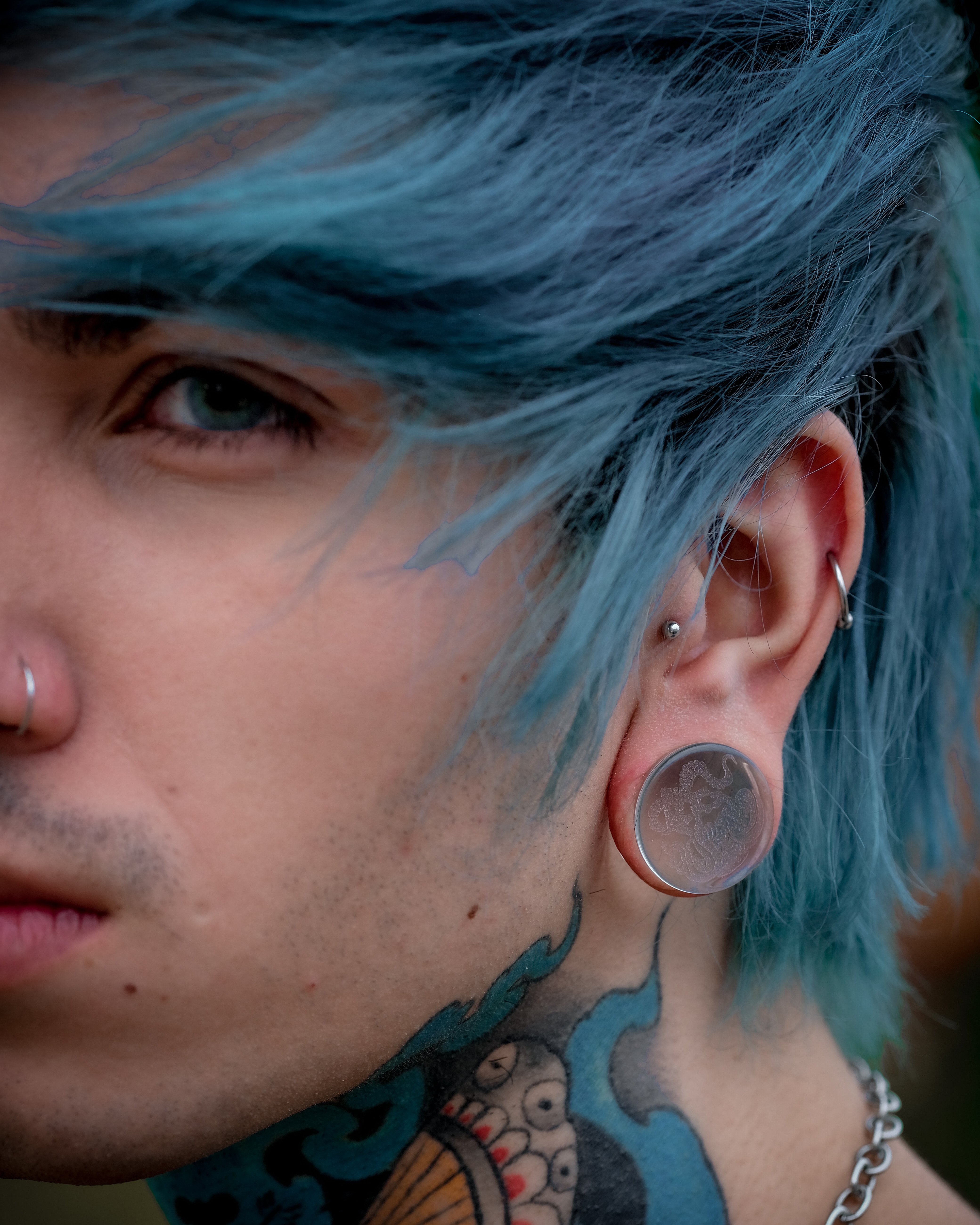  Snake Skull Plug / Gauge - Clear Glass | Flat Faced Double Flare
