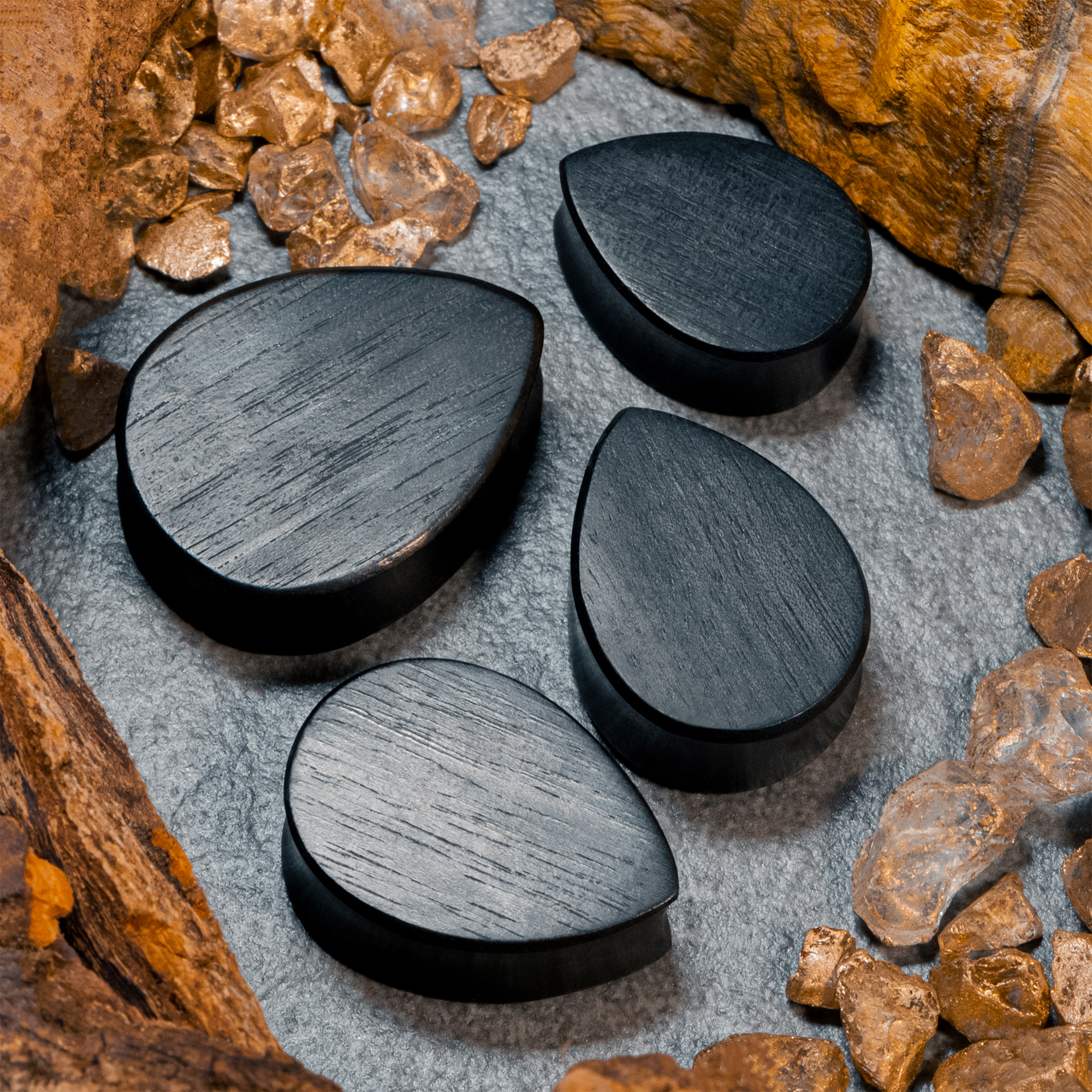 Schwarzer Ebenholz-Tropfen Holz Ohr Plug / Gauge