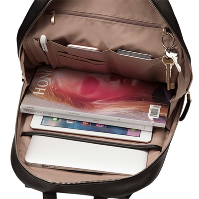 KNOMO Beaux Leather Laptop Backpack - 14" Feature Square Image 1 |knomo.com