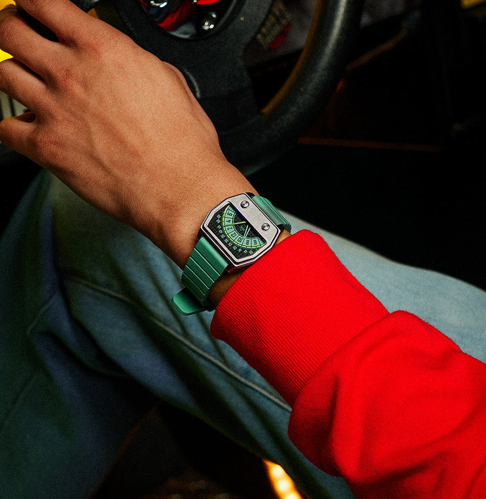 Xeric x Worn & Wound Sector Retrograde Night Vision A unique 36mm case