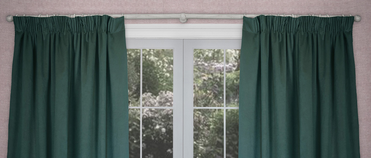 Clever velvet lined pencil pleat single door curtain in bottle green,  bottle green, So'home