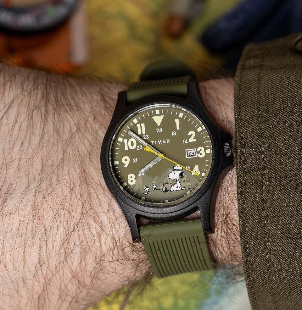 Peanuts® x Timex Expedition® Acadia Beagle Scout dial artwork