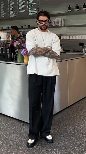 RITCHIE White Pebble Grain Leather Sneaker & DUKE + DEXTER