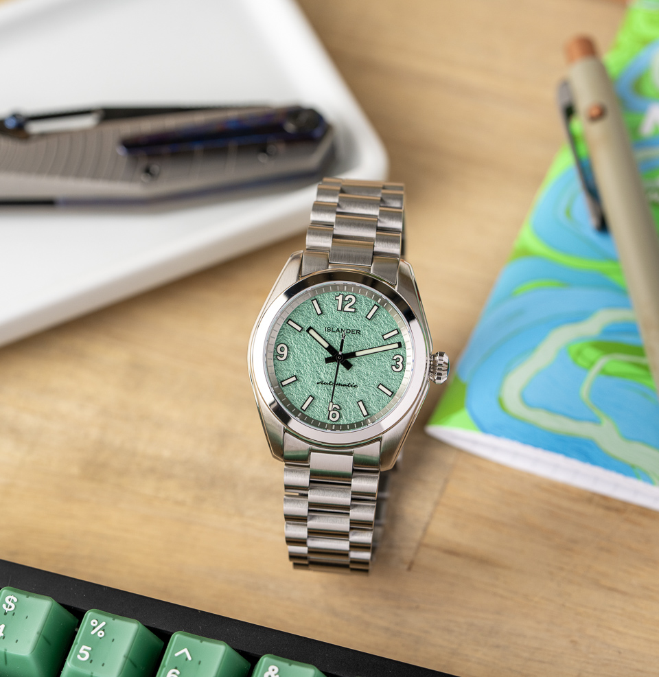 Islander Brookville Calligraphy Edition Parchment-textured dial