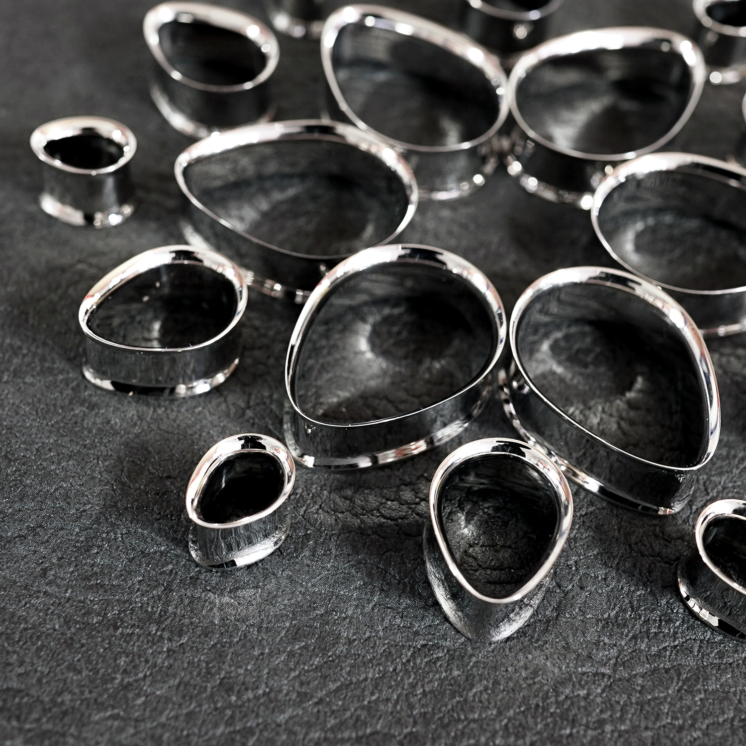 Hand crafted  Silver Steel Teardrop Tunnel / Plug / Gauge