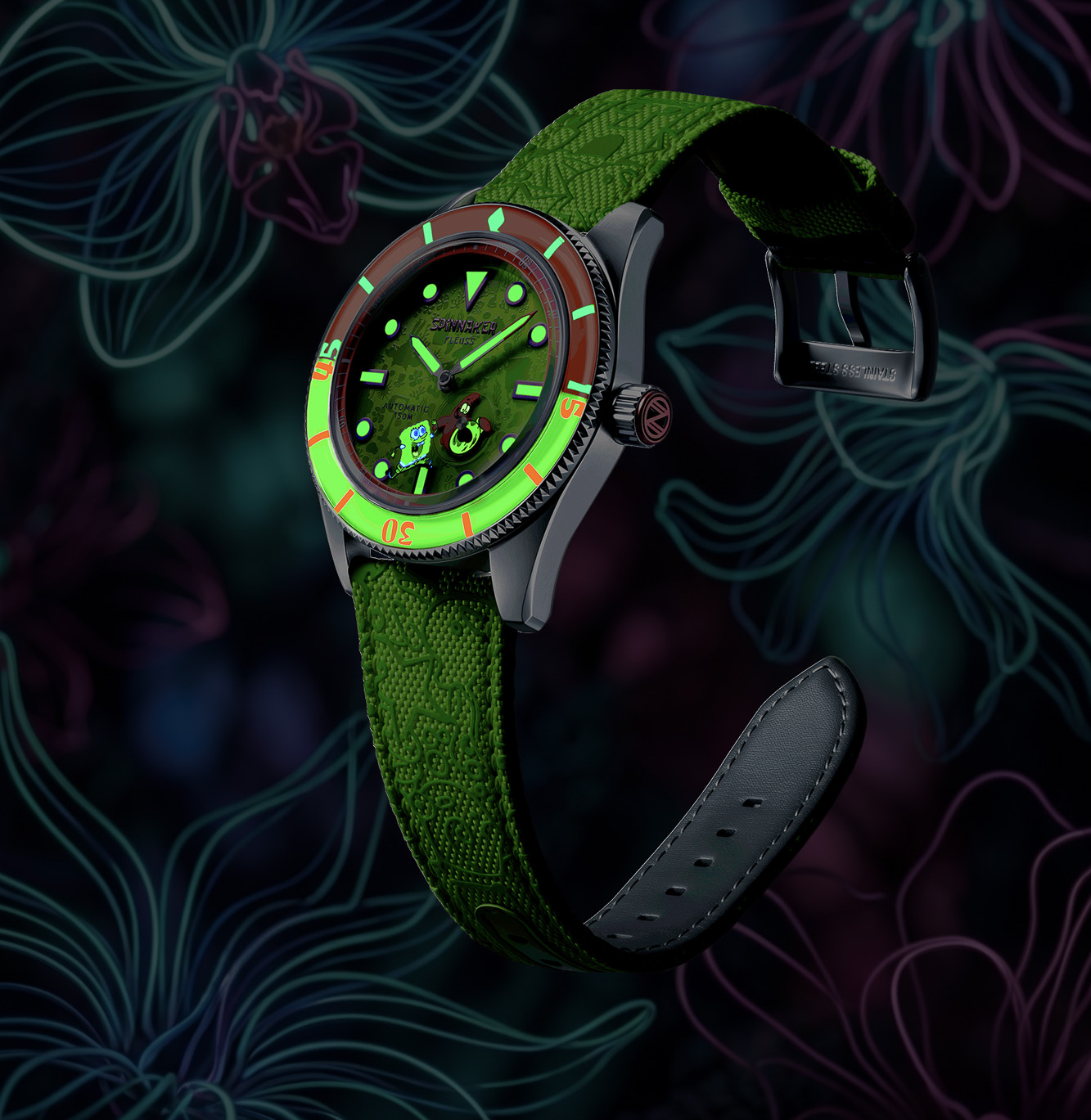 Fleuss Automatic — SpongeBob SquarePants Shell Mates Limited Edition Swiss Super-LumiNova Indexes
