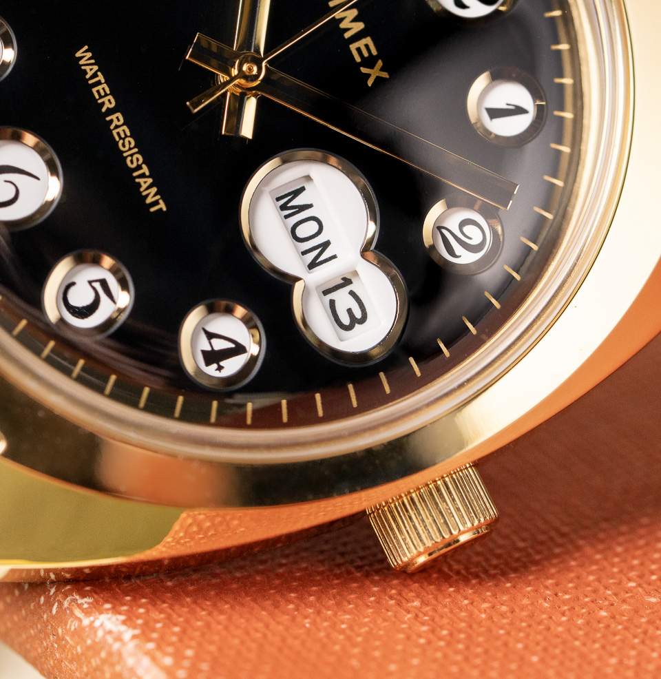 Timex 1976 Rotary Phone Dial Reissue — 37mm Twin-Porthole Day & Date Window