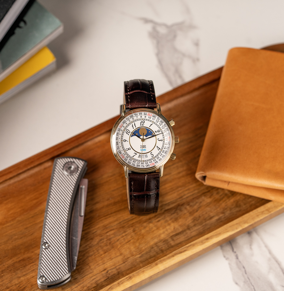 Timex 1990 Moon Phase Reissue — 37mm Watch Full Calendar Display