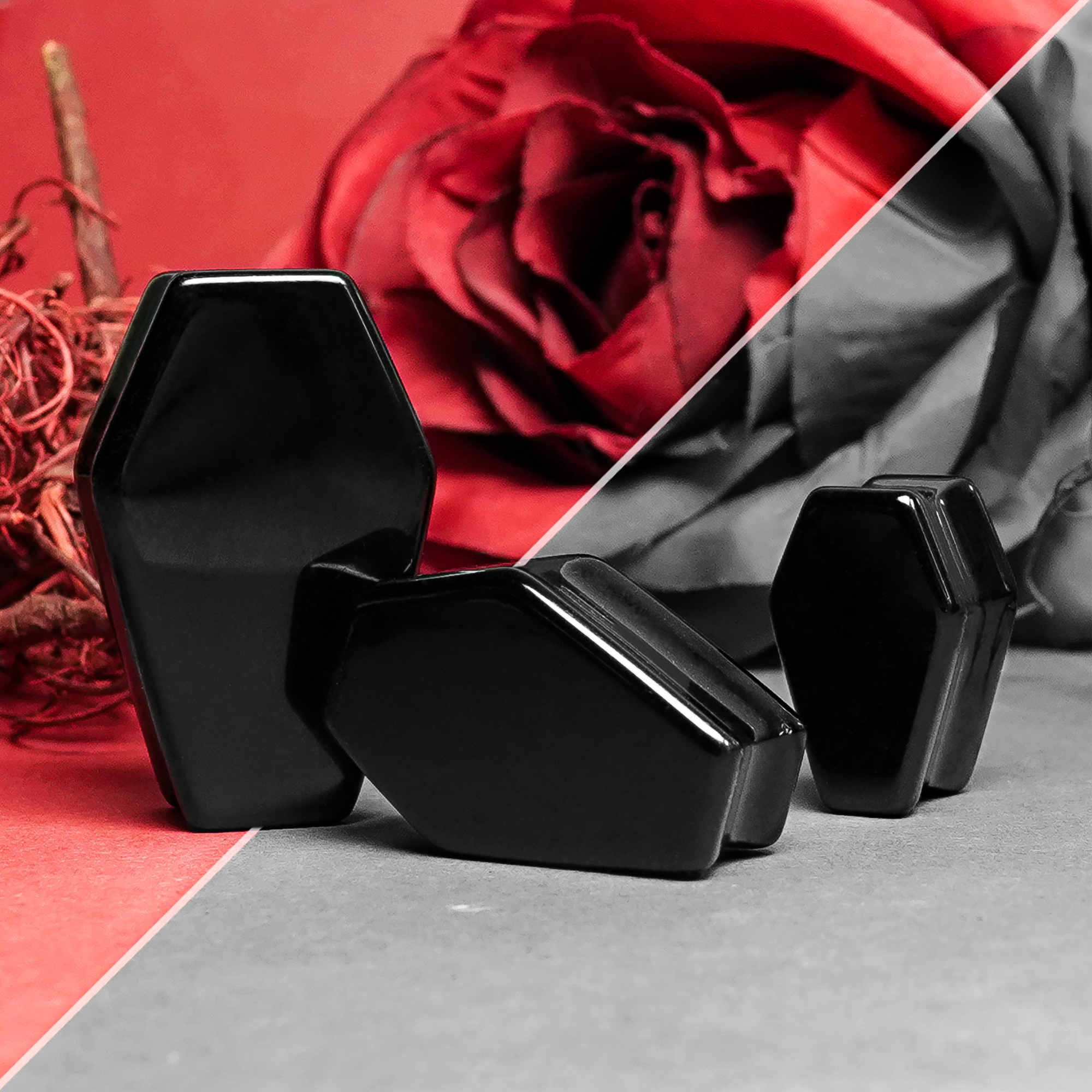 Emo  Black Coffin Glass Plug / Gauge
