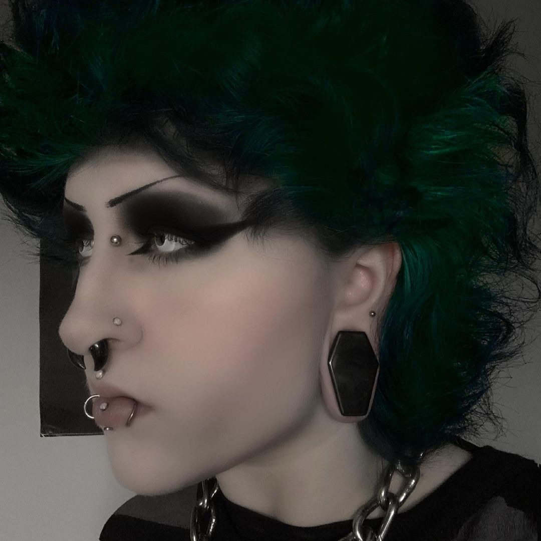 Women wearing dark  Black Coffin Glass Plug / Gauge