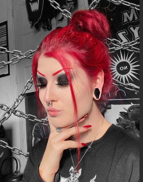 Women wearing Spooky  Black Coffin Glass Plug / Gauge