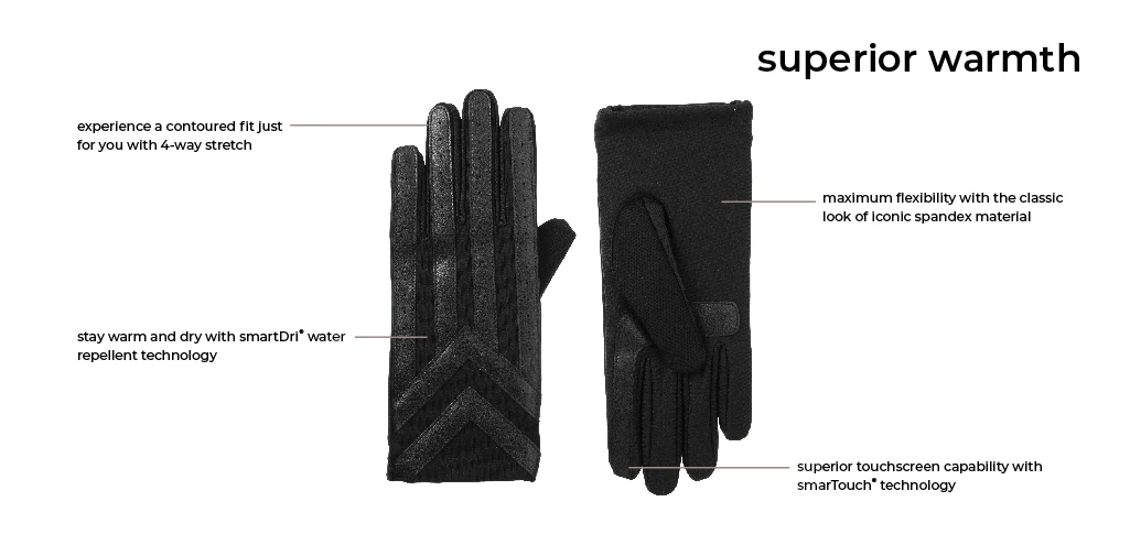 Isotoner Signature Men's Gloves Spandex Stretch With Warm 