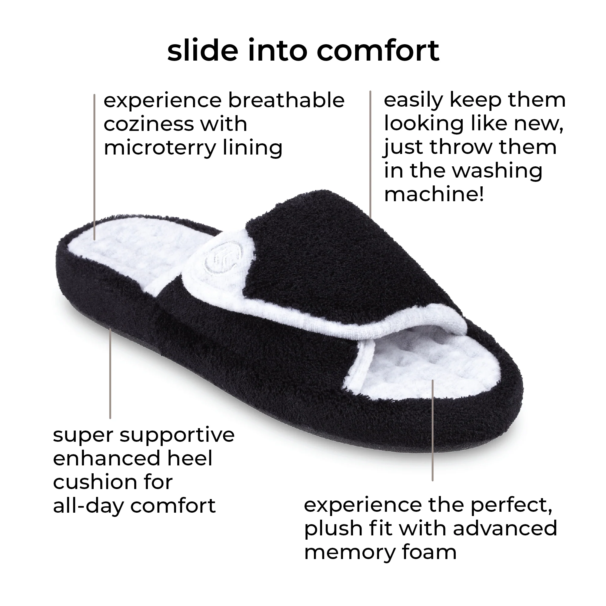 Women s Microterry Spa Slide Slippers Isotoner USA